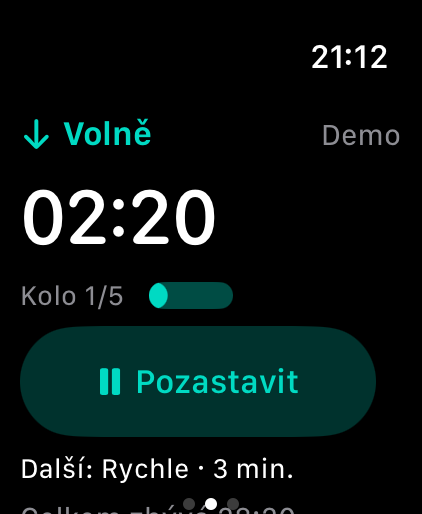 Sokuho zobrazuje odpočítávání pro lehký interval.