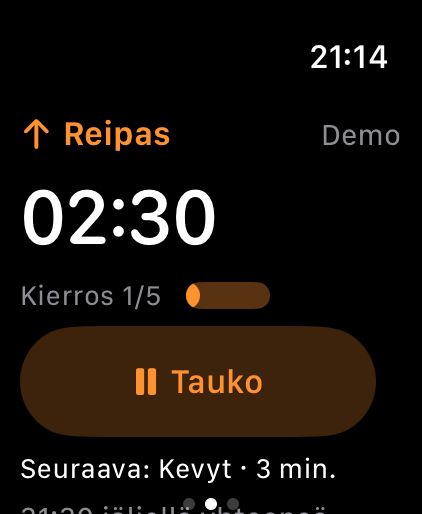 Sokuho näyttää reippaan intervallin lähtölaskennan.