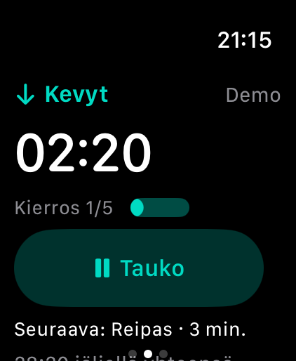 Sokuho näyttää helpon intervallin lähtölaskennan.