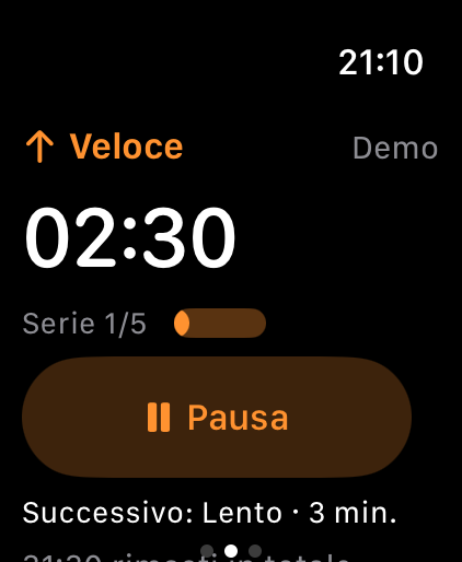 Sokuho mostra il conto alla rovescia per l’intervallo di camminata veloce.