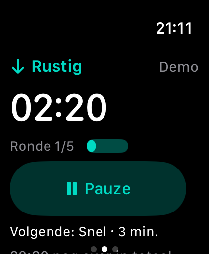 Sokuho toont het aftellen voor de rustige interval.